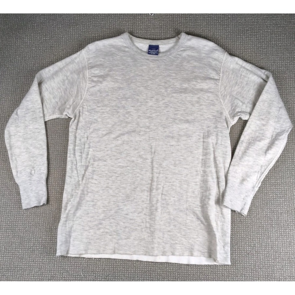 Vintage Duofold Thermal Base Layer Shirt Heather Gray USA Mens Large Wool Blend